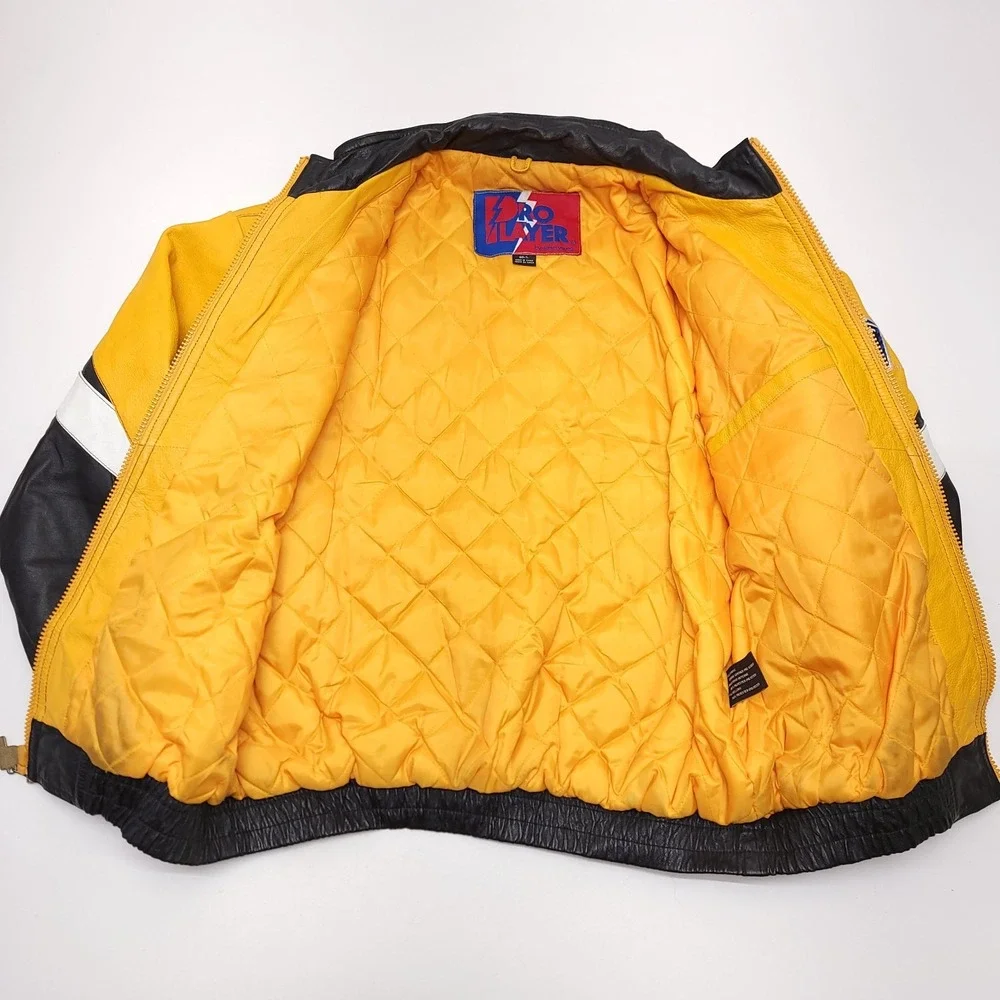 Vintage Pittsburgh Steelers Leather Jacket Large Pro Player Daniel‎ Young Bomber